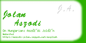 jolan aszodi business card